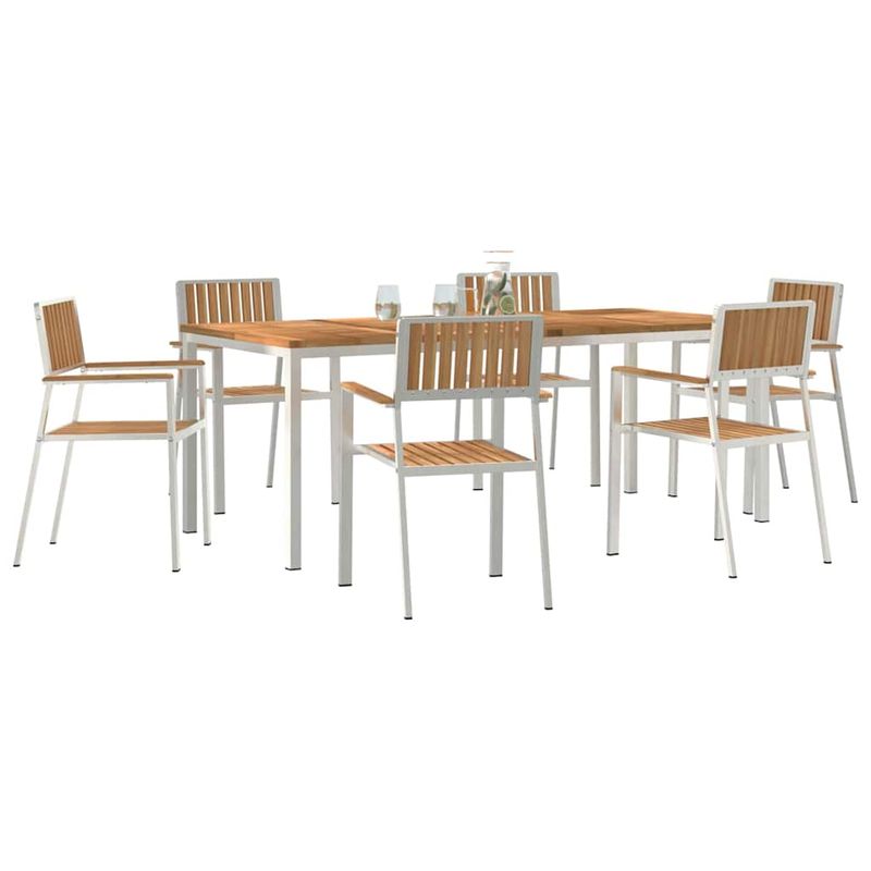 Casa si Gradina - Gradina si terasa - Mobilier exterior - Mese gradina - Set de Dining pentru Gradina  7 piese Lemn Solid de Tec - Infinity.ro