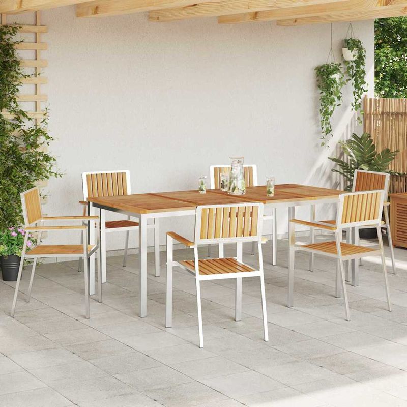 Casa si Gradina - Gradina si terasa - Mobilier exterior - Mese gradina - Set de Dining pentru Gradina  7 piese Lemn Solid de Tec - Infinity.ro
