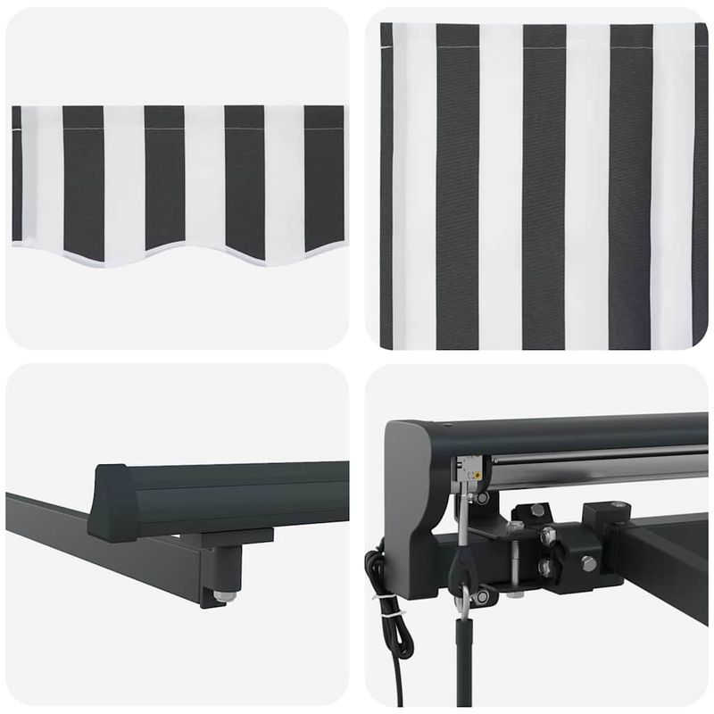 Casa si Gradina - Gradina si terasa - Umbrele si pavilioane - Pavilioane - Cortina Retractabila Manual Antracit si Alb 500x300 cm - Infinity.ro