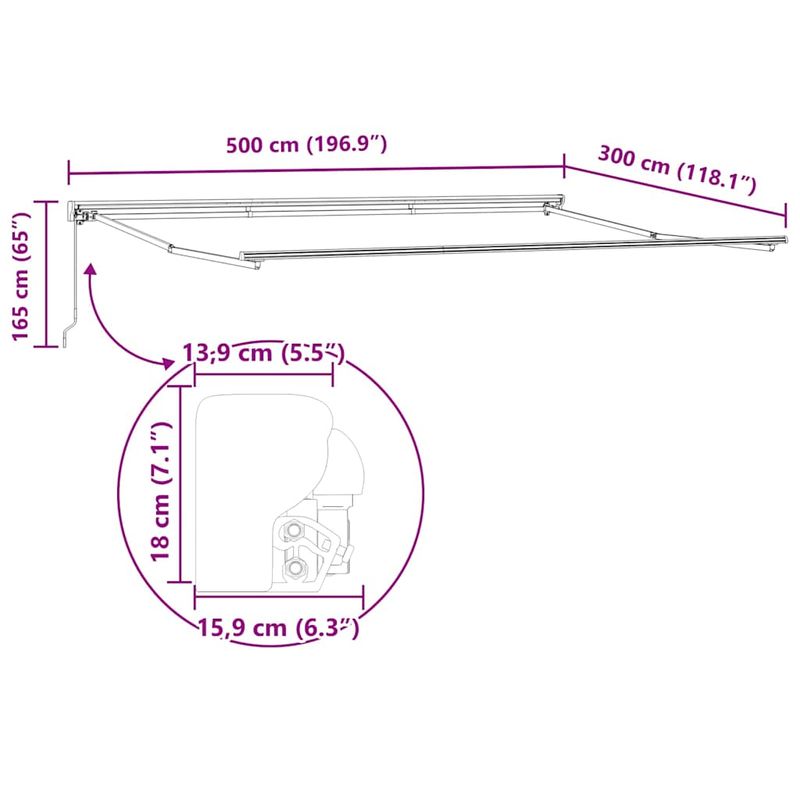 Casa si Gradina - Gradina si terasa - Umbrele si pavilioane - Pavilioane - Cortina Retractabila Manual Antracit si Alb 500x300 cm - Infinity.ro