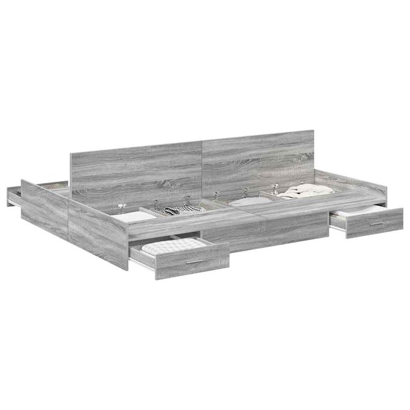 Casa si Gradina - Mobilier - Paturi si accesorii - Paturi - Cadru de pat cu depozitare cu sertar cu headboard sonoma gri 160 x 200 cm - Infinity.ro