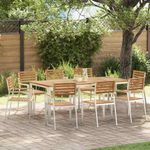 Casa si Gradina - Gradina si terasa - Mobilier exterior - Mese gradina - Set mese gradina 9 pcs Lemn de tec masiv si otel inoxidabil - Infinity.ro
