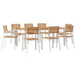 Casa si Gradina - Gradina si terasa - Mobilier exterior - Mese gradina - Set mese gradina 9 pcs Lemn de tec masiv si otel inoxidabil - Infinity.ro