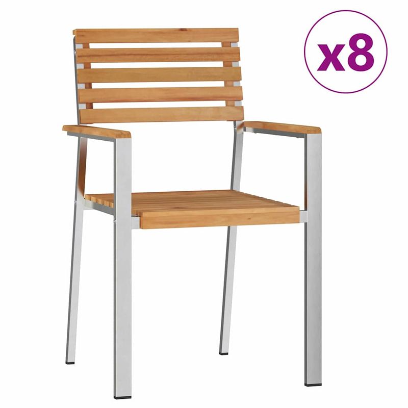 Casa si Gradina - Gradina si terasa - Mobilier exterior - Mese gradina - Set mese gradina 9 pcs Lemn de tec masiv si otel inoxidabil - Infinity.ro