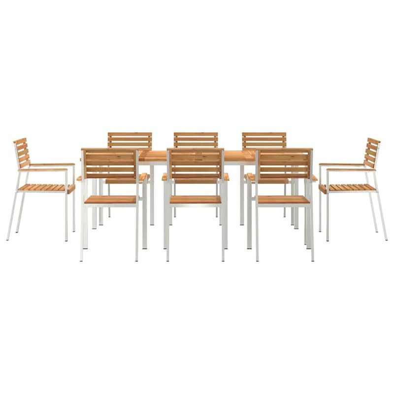 Casa si Gradina - Gradina si terasa - Mobilier exterior - Mese gradina - Set mese gradina 9 pcs Lemn de tec masiv si otel inoxidabil - Infinity.ro