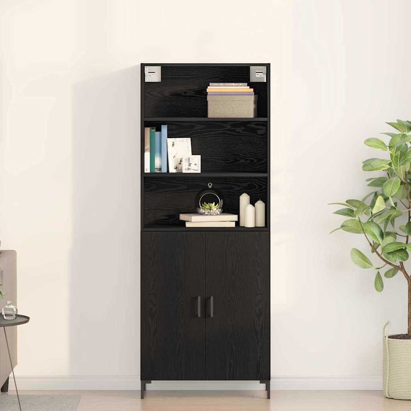 Casa si Gradina - Mobilier - Comode si corpuri - Comode - bufet  Stejar Negru 69.5x34x180 cm Lemn Prelucrat - Infinity.ro