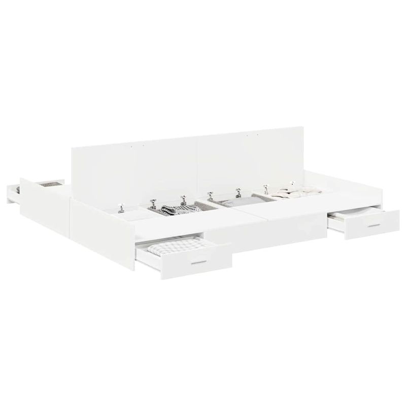 Casa si Gradina - Mobilier - Paturi si accesorii - Paturi - Cadru de pat cu depozitare cu sertar cu headboard cu depozitare Alb 180 x 200 cm - Infinity.ro