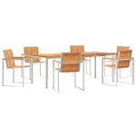 Casa si Gradina - Gradina si terasa - Mobilier exterior - Mese gradina - Set de Masa pentru Gradina , 7 Piese, din Lemn Masiv de Acacia si Otel Inoxidabil - Infinity.ro