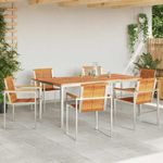 Casa si Gradina - Gradina si terasa - Mobilier exterior - Mese gradina - Set de Masa pentru Gradina , 7 Piese, din Lemn Masiv de Acacia si Otel Inoxidabil - Infinity.ro