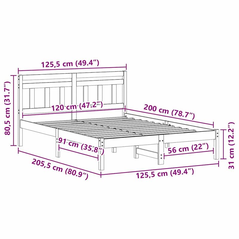 Casa si Gradina - Mobilier - Paturi si accesorii - Paturi - Cadru de pat cu headboard Maro 120 x 200 cm Lemn masiv de pin - Infinity.ro