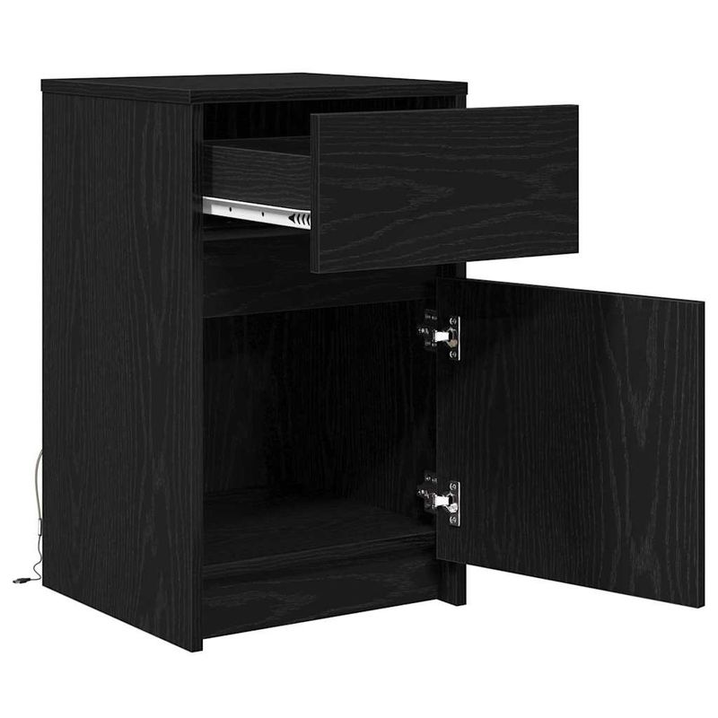 Casa si Gradina - Mobilier - Comode si corpuri - Noptiere - Noptiera LED cu sertar Stejar negru 38 x 34 x 61 cm PAL - Infinity.ro