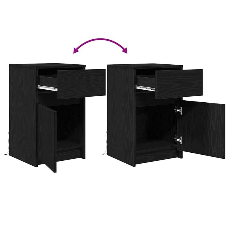 Casa si Gradina - Mobilier - Comode si corpuri - Noptiere - Noptiera LED cu sertar Stejar negru 38 x 34 x 61 cm PAL - Infinity.ro