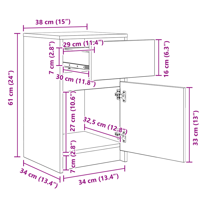 Casa si Gradina - Mobilier - Comode si corpuri - Noptiere - Noptiera LED cu sertar Stejar negru 38 x 34 x 61 cm PAL - Infinity.ro