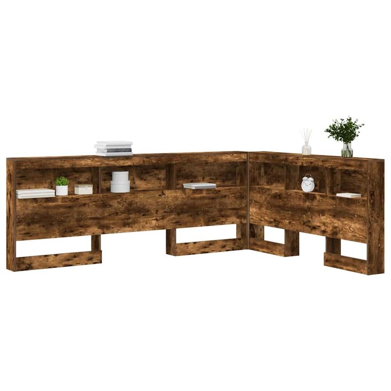 Casa si Gradina - Mobilier - Paturi si accesorii - Accesorii paturi - Tablie de pat cu LED, gri taupe, 183x16x78/88 cm, textil - Infinity.ro