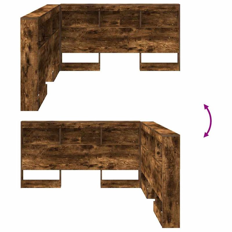 Casa si Gradina - Mobilier - Paturi si accesorii - Accesorii paturi - Tablie de pat cu LED, gri taupe, 183x16x78/88 cm, textil - Infinity.ro