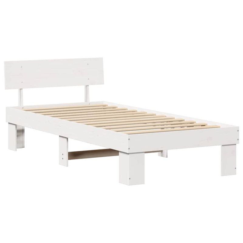Casa si Gradina - Mobilier - Paturi si accesorii - Paturi - Cadru de pat cu headboard Alb 75 x 190 cm Lemn de brad solid - Infinity.ro