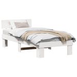 Casa si Gradina - Mobilier - Paturi si accesorii - Paturi - Cadru de pat cu headboard Alb 75 x 190 cm Lemn de brad solid - Infinity.ro