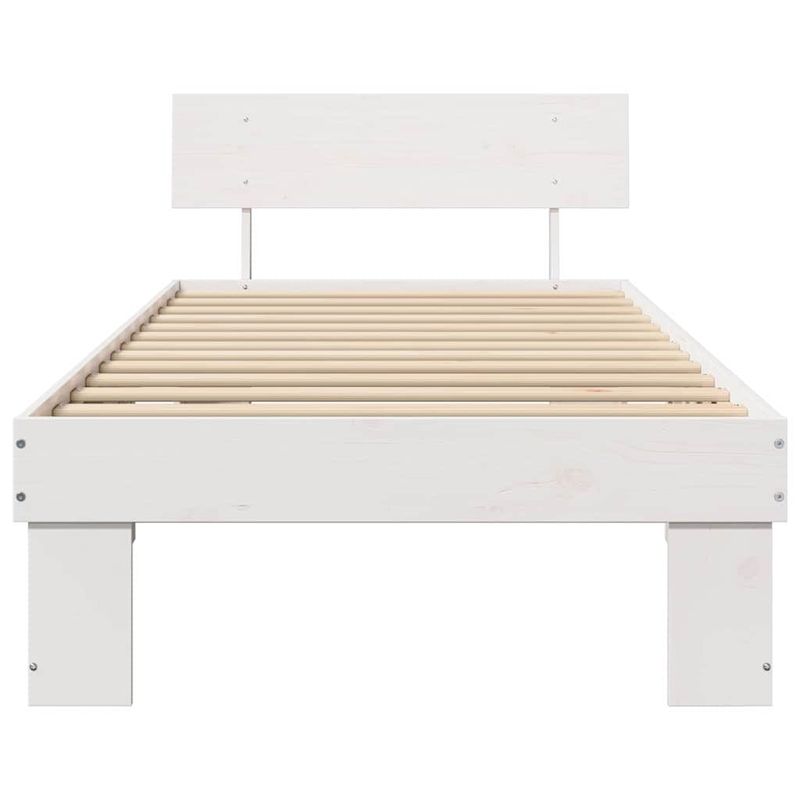 Casa si Gradina - Mobilier - Paturi si accesorii - Paturi - Cadru de pat cu headboard Alb 75 x 190 cm Lemn de brad solid - Infinity.ro