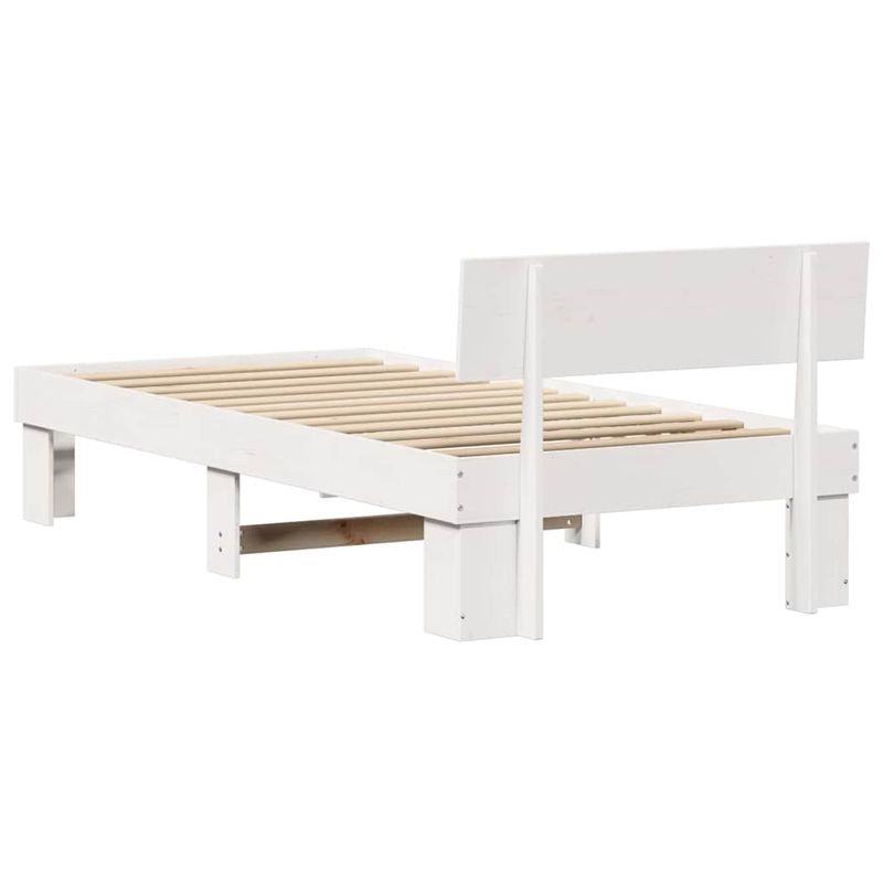 Casa si Gradina - Mobilier - Paturi si accesorii - Paturi - Cadru de pat cu headboard Alb 75 x 190 cm Lemn de brad solid - Infinity.ro
