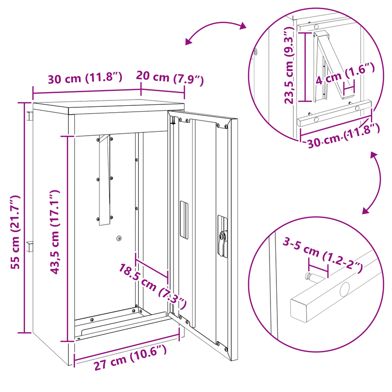 Casa si Gradina - Constructii - Depozitare, transport si protectie - Cutii postale - cutie postala Ruginit 30 x 23 x 55 cm - Infinity.ro
