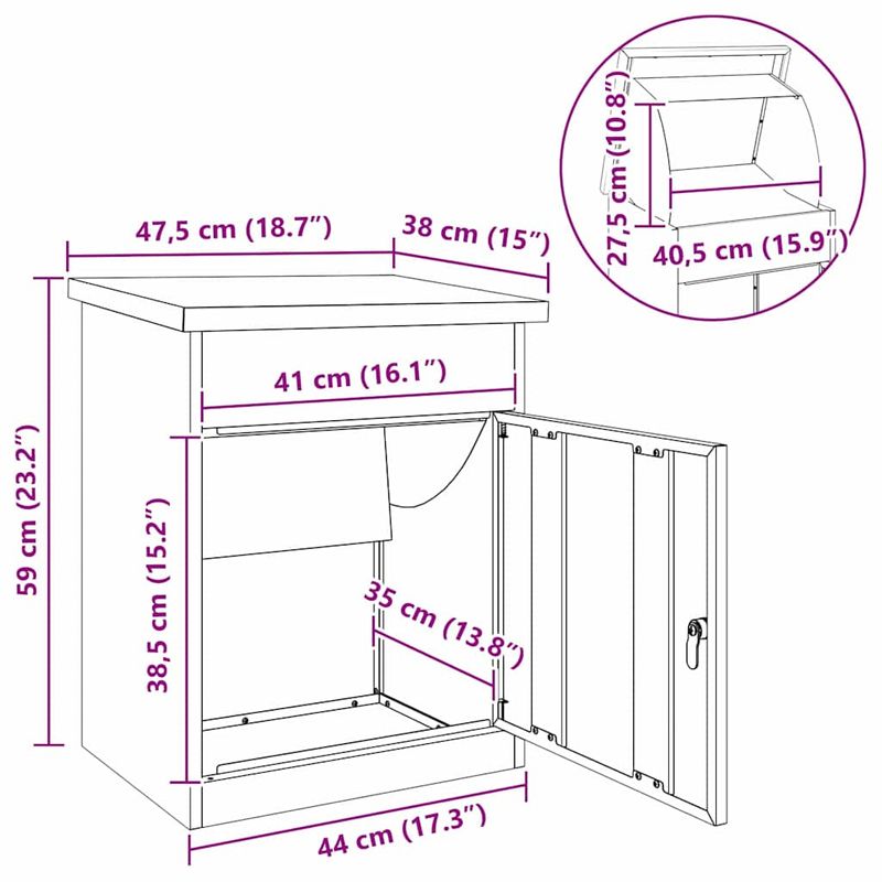 Casa si Gradina - Constructii - Depozitare, transport si protectie - Cutii postale - Cutie pentru colet Negru 41 x 38 x 103 cm Otel inoxidabil - Infinity.ro