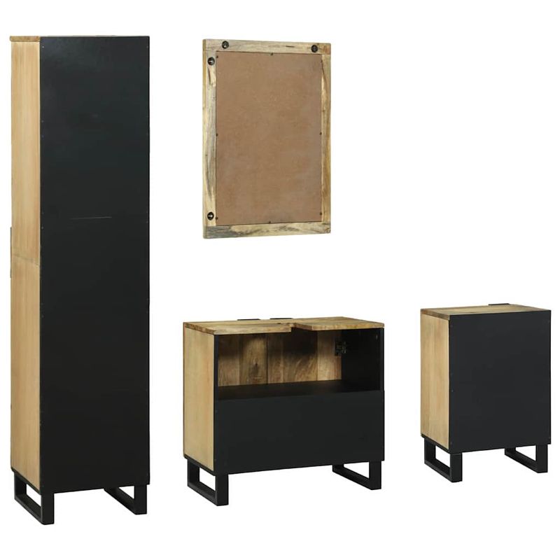 Casa si Gradina - Mobilier - Seturi de mobilier - Seturi baie - Set de mobilier pentru baie cu sertar cu raft cu depozitare cu usa cu oglinda 4 pcs Maro mare - Infinity.ro