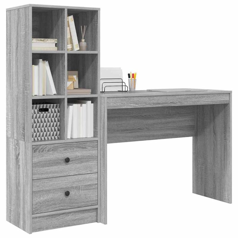 Casa si Gradina - Mobilier - Mese si birouri - Birouri - Birou cu Stocare Gri Sonoma Lemn Aglomerat - Infinity.ro