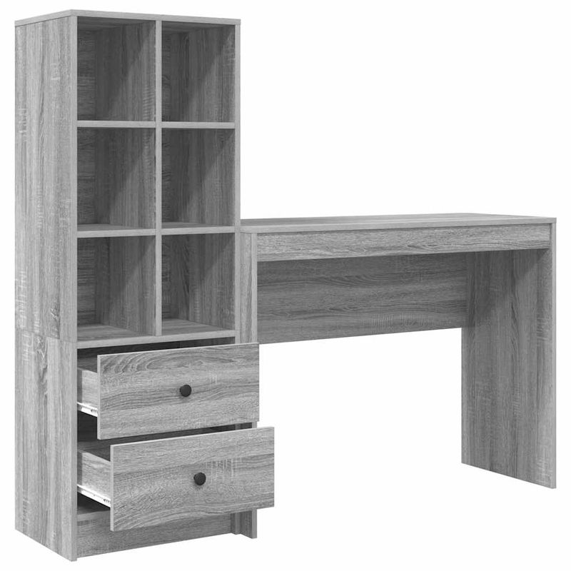 Casa si Gradina - Mobilier - Mese si birouri - Birouri - Birou cu Stocare Gri Sonoma Lemn Aglomerat - Infinity.ro