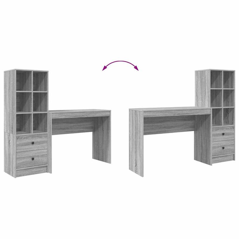 Casa si Gradina - Mobilier - Mese si birouri - Birouri - Birou cu Stocare Gri Sonoma Lemn Aglomerat - Infinity.ro