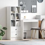 Casa si Gradina - Mobilier - Mese si birouri - Birouri - Birou cu Stocare Alb Lemn Ingineresc - Infinity.ro