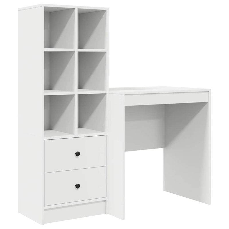 Casa si Gradina - Mobilier - Mese si birouri - Birouri - Birou cu Stocare Alb Lemn Ingineresc - Infinity.ro