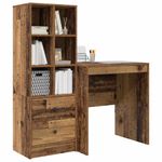 Casa si Gradina - Mobilier - Mese si birouri - Birouri - Birou cu Stocare Lemn Imbatranit Lemn Prelucrat - Infinity.ro