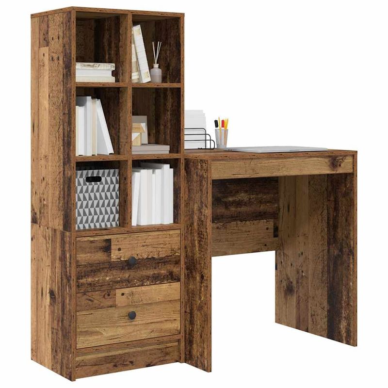 Casa si Gradina - Mobilier - Mese si birouri - Birouri - Birou cu Stocare Lemn Imbatranit Lemn Prelucrat - Infinity.ro