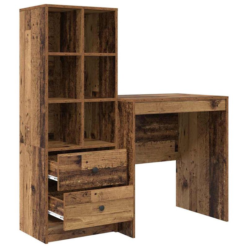 Casa si Gradina - Mobilier - Mese si birouri - Birouri - Birou cu Stocare Lemn Imbatranit Lemn Prelucrat - Infinity.ro