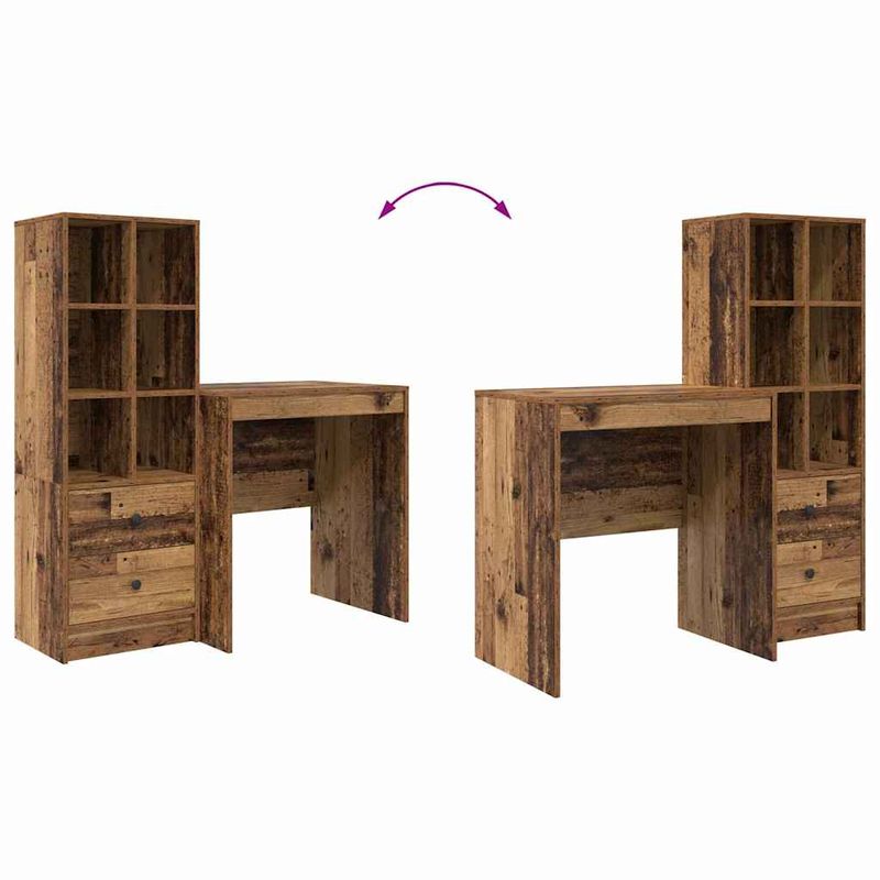 Casa si Gradina - Mobilier - Mese si birouri - Birouri - Birou cu Stocare Lemn Imbatranit Lemn Prelucrat - Infinity.ro