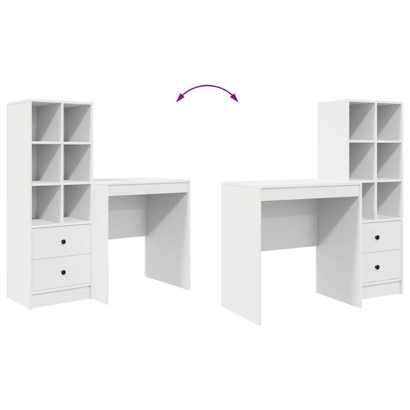 Casa si Gradina - Mobilier - Mese si birouri - Birouri - Birou cu Stocare Alb Lemn Ingineresc - Infinity.ro