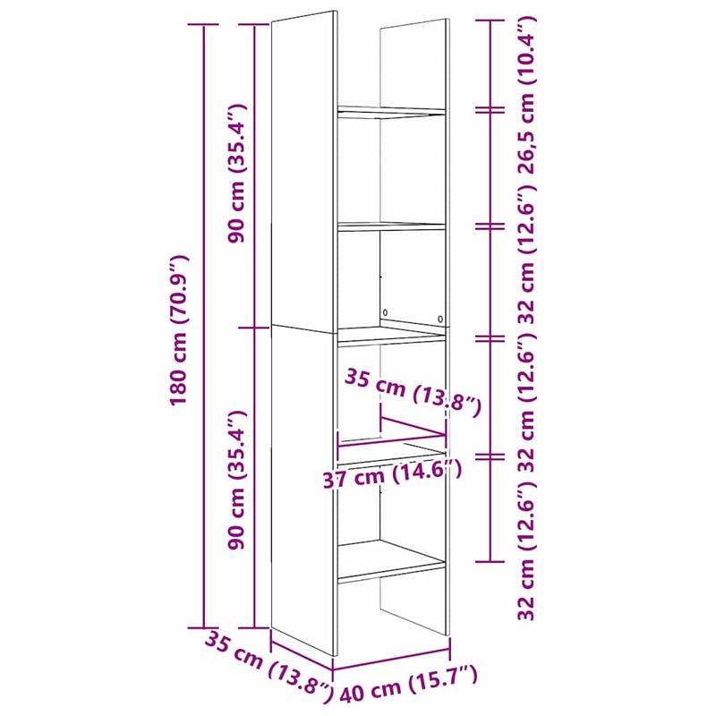 Casa si Gradina - Mobilier - Biblioteci si rafturi - Biblioteci - Dulap pentru carti Stejar negru 40 x 35 x 180 cm Lemn compozit - Infinity.ro
