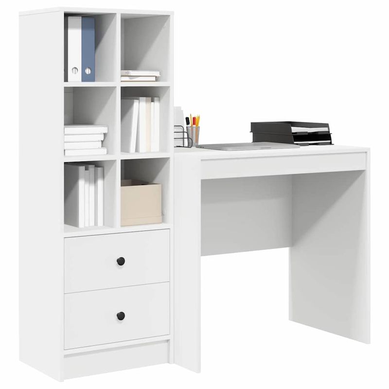 Casa si Gradina - Mobilier - Mese si birouri - Birouri - Birou  cu Stocare Alb Lemn Prelucrat - Infinity.ro