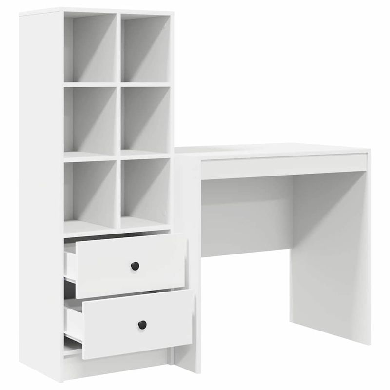 Casa si Gradina - Mobilier - Mese si birouri - Birouri - Birou  cu Stocare Alb Lemn Prelucrat - Infinity.ro