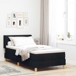 Casa si Gradina - Mobilier - Paturi si accesorii - Paturi - Pat cu arcuri Geometric cu headboard Manual Negru 100 x 200 cm lemn - Infinity.ro