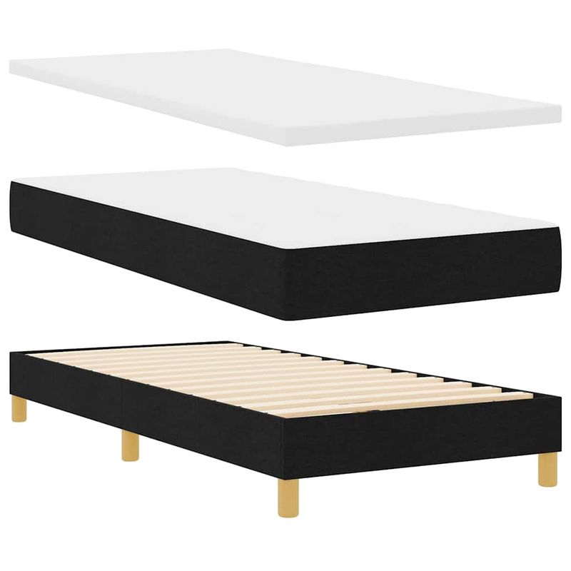 Casa si Gradina - Mobilier - Paturi si accesorii - Paturi - Pat cu arcuri Geometric cu headboard Manual Negru 100 x 200 cm lemn - Infinity.ro