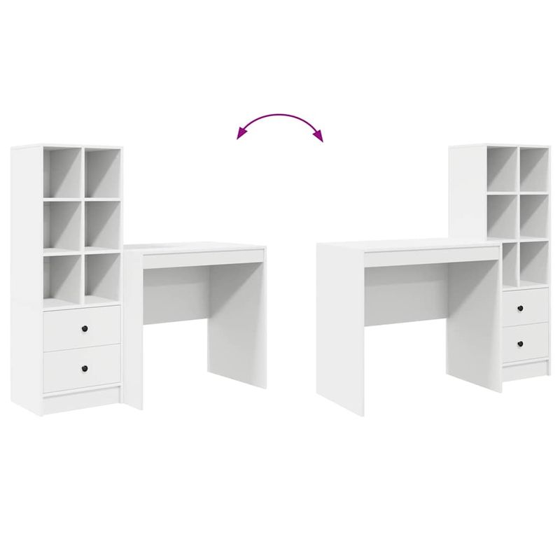 Casa si Gradina - Mobilier - Mese si birouri - Birouri - Birou  cu Stocare Alb Lemn Prelucrat - Infinity.ro