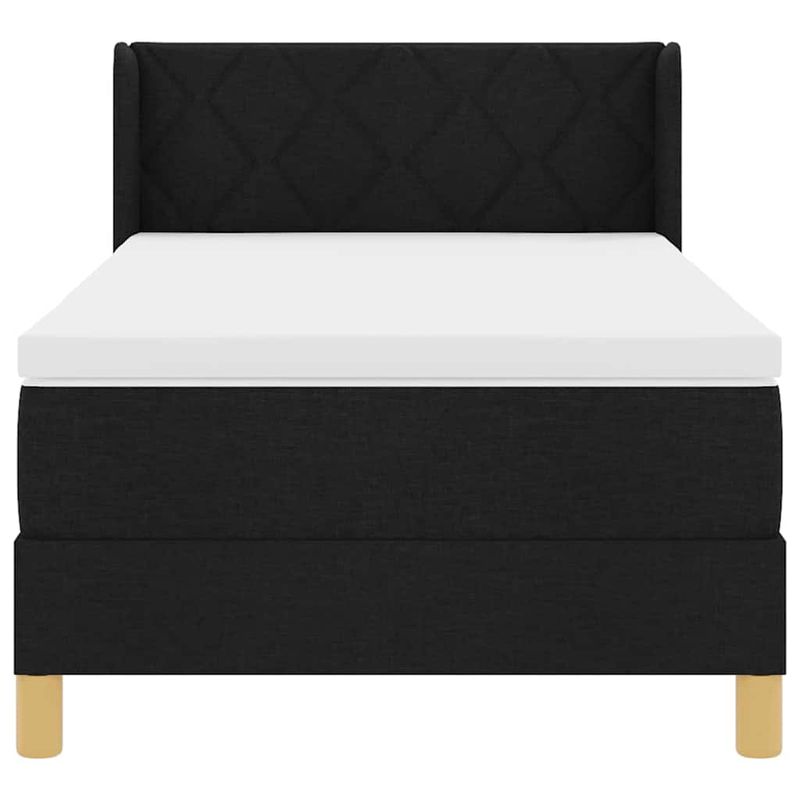 Casa si Gradina - Mobilier - Paturi si accesorii - Paturi - Pat cu arcuri Geometric cu headboard Manual Negru 100 x 200 cm lemn - Infinity.ro