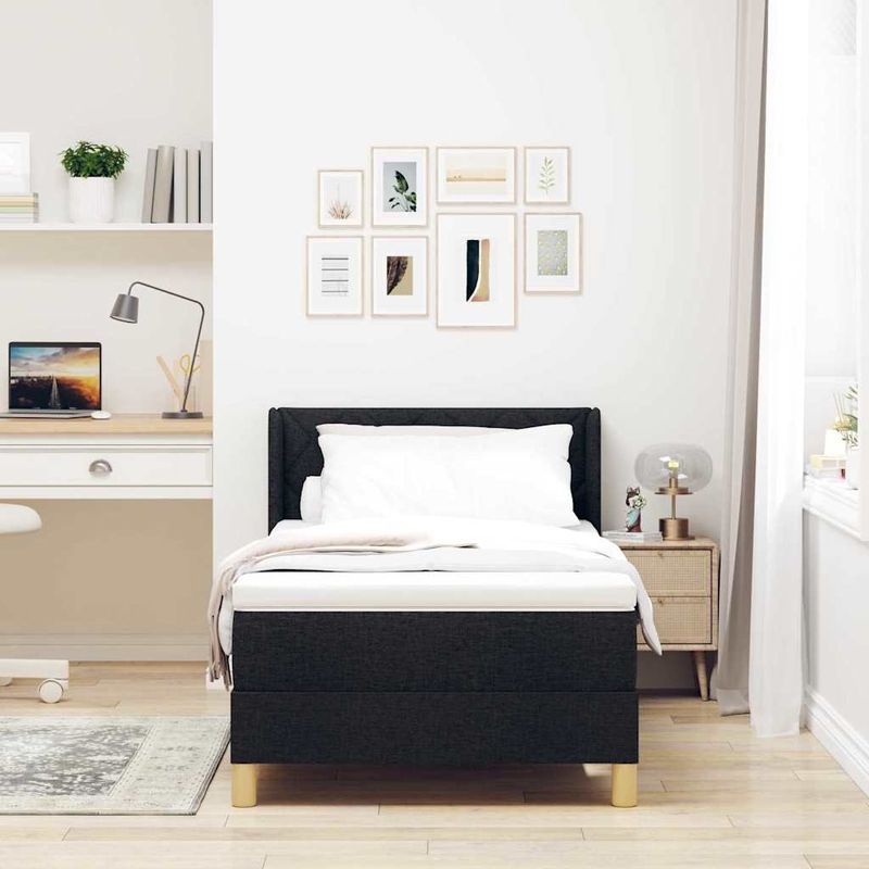 Casa si Gradina - Mobilier - Paturi si accesorii - Paturi - Pat cu arcuri cu saltea neagra, 90 x 190 cm, tesatura - Infinity.ro