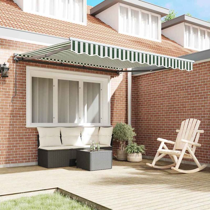 Casa si Gradina - Gradina si terasa - Umbrele si pavilioane - Pavilioane - Cortina Retractabila Manual Verde si alb 300x250 cm - Infinity.ro