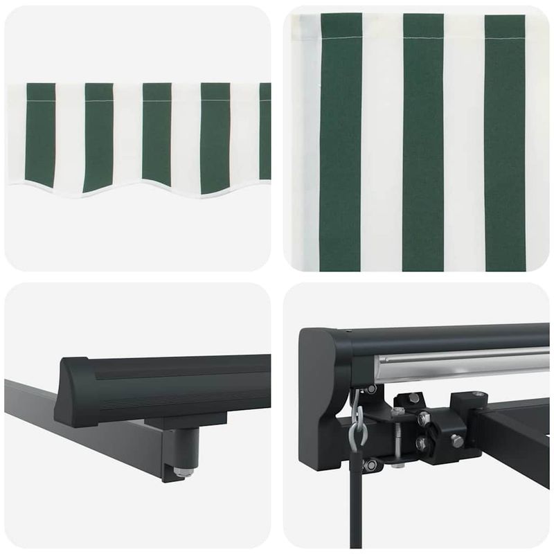 Casa si Gradina - Gradina si terasa - Umbrele si pavilioane - Pavilioane - Cortina Retractabila Manual Verde si alb 300x250 cm - Infinity.ro