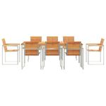 Casa si Gradina - Gradina si terasa - Mobilier exterior - Mese gradina - Set de dining pentru gradina cu 9 piese, masa din lemn masiv de acacia si otel inoxidabil - Infinity.ro