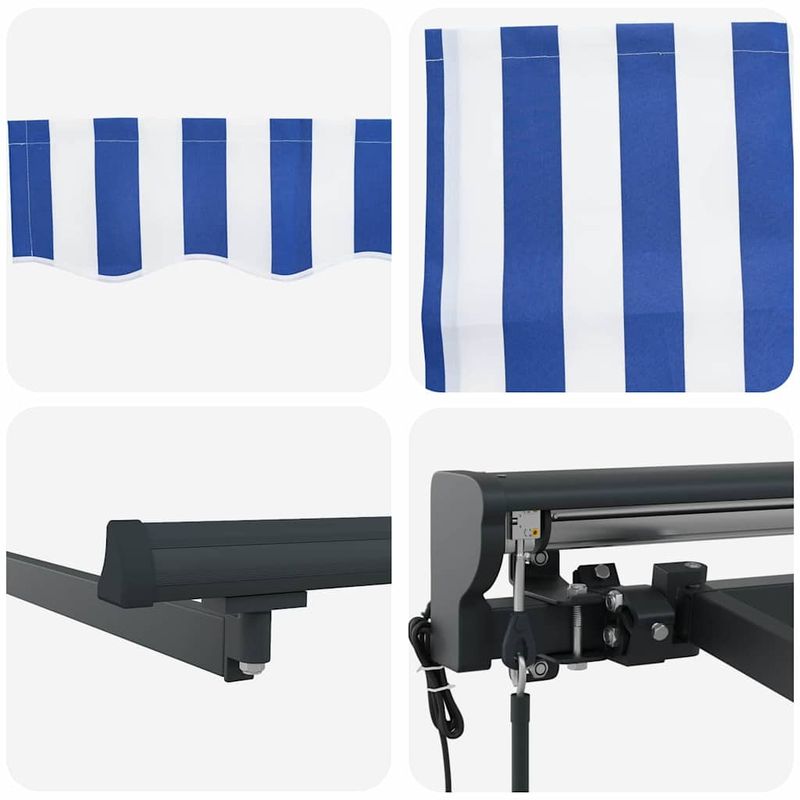 Casa si Gradina - Gradina si terasa - Umbrele si pavilioane - Pavilioane - Cortina Retractabila Manual Albastru si Alb 450x300 cm - Infinity.ro