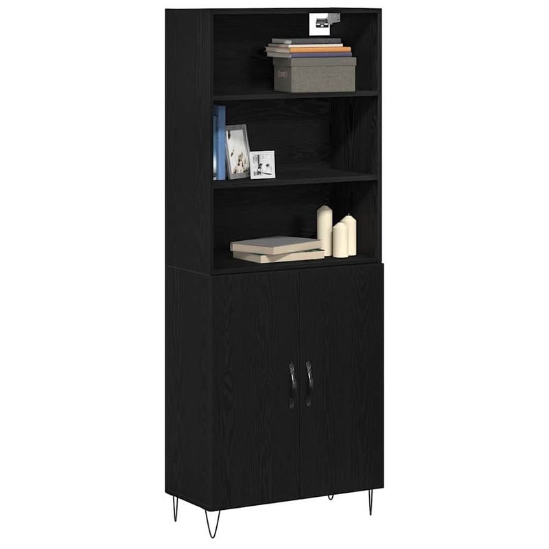 Casa si Gradina - Mobilier - Comode si corpuri - Comode - Bufet Stejar Negru 69.5x34x180 cm Lemn tehnic - Infinity.ro