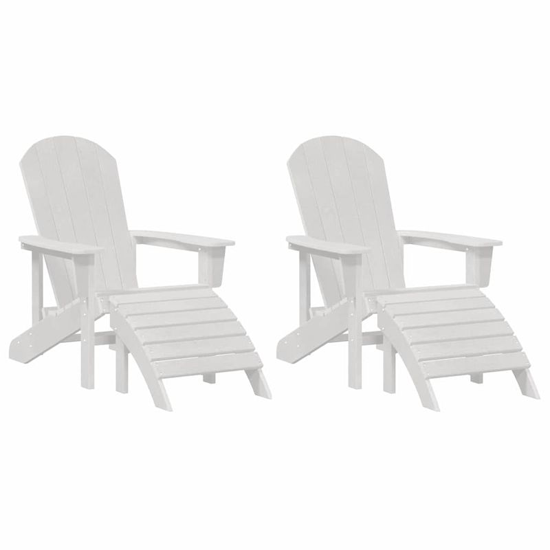 Casa si Gradina - Gradina si terasa - Mobilier exterior - Scaune si sezlonguri gradina - scaune Adirondack  cu suport pentru picioare 2 pcs alb HDPE - Infinity.ro